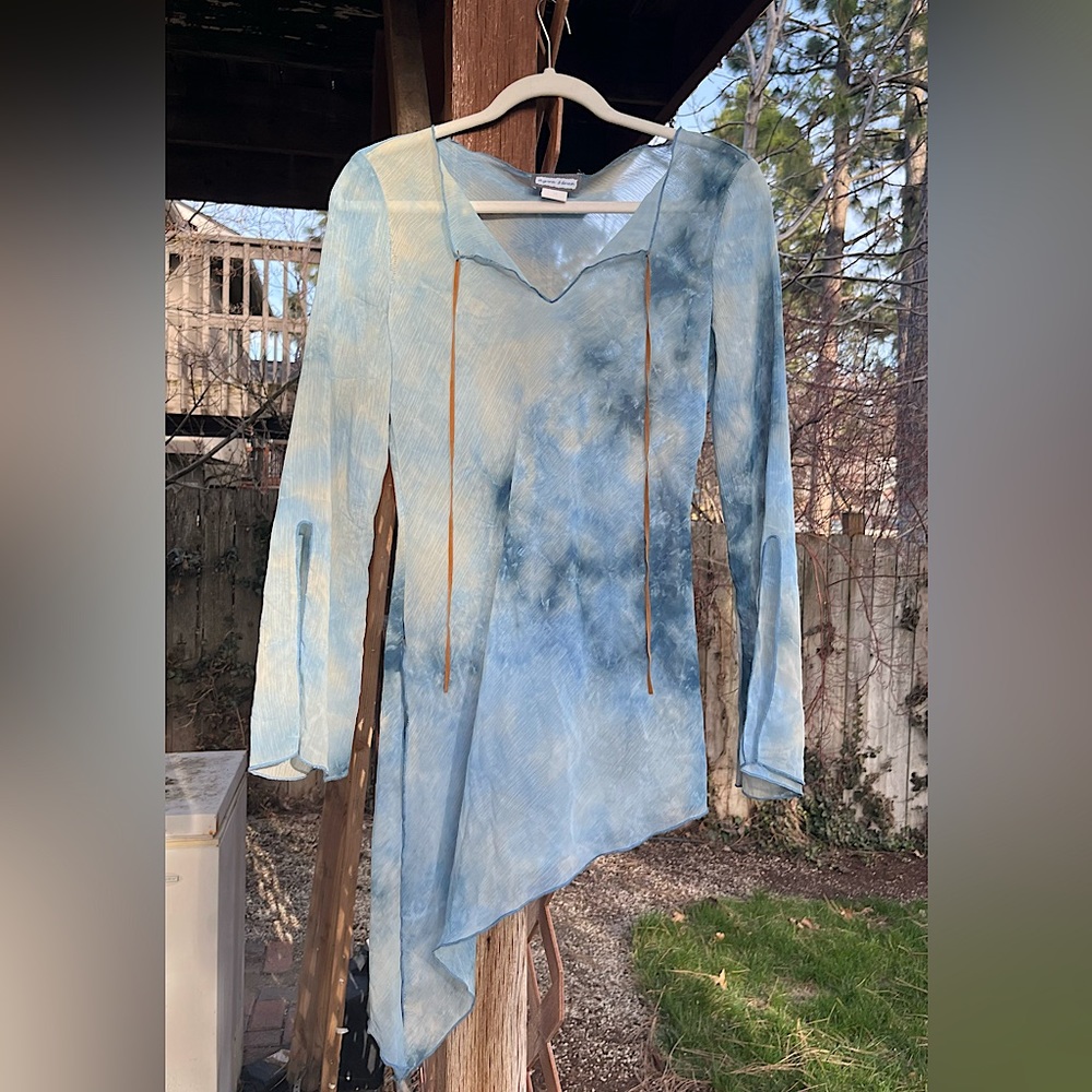 Aqua Blues Asymmetric Tunic top